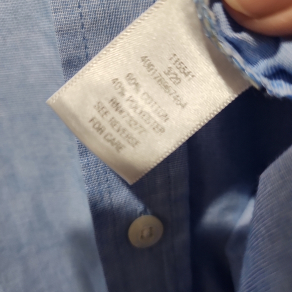 Croft and Barrow Men's 3XLTALL button up blue shirt with collar shirt sleeve - Picture 4 of 8